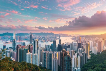 Fototapeta premium A bustling cityscape with iconic landmarks, bustling streets, and towering skyscrapers, offering endless opportunities for exploration and adventure, Generative AI