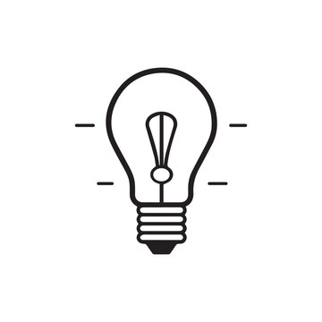 Light bulb icon. Black outline Light bulb icon on white background. Vector illustration