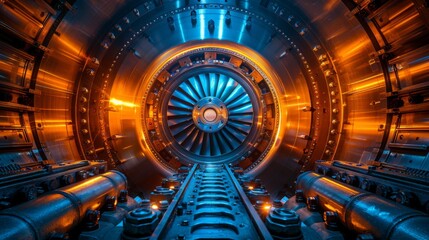 Usually used in the aviation industry, gas turbine engines are also used in oil and gas industries. They consist of a compressor and a turbine in one unit.... - obrazy, fototapety, plakaty