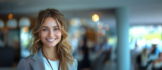 Smiling Young Businesswoman in Office, AI-Generated Image