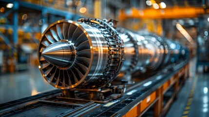 There are differences between aircraft engines and gas turbine engines. A turbine engine is a power plant that is used in both aircraft and oil and gas industries. It consists of a fan compressor - obrazy, fototapety, plakaty
