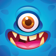 Happy monster with one eye character face expression. Vector cartoon illustration