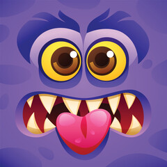 Funny monster showing tongue character face expression. Vector cartoon illustration
