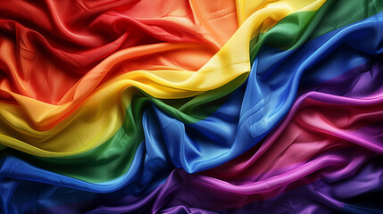 Pride month and inclusivity, support of LGBTQ. LGBT rainbow flags being waved in the air at a pride event. Wave LGBTQ gay pride flags. Equality Parade. Pride rainbow LGBTQ  gay flag being waved 