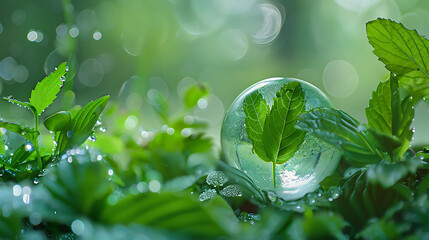 a small delicate green tree trapped in a glass ball