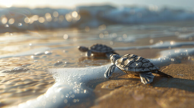 turtle baby in the beach