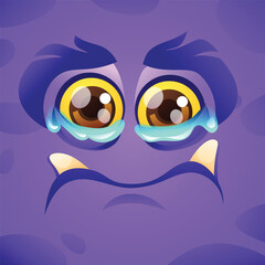 Monster crying character face expression. Vector cartoon illustration