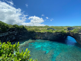 Broken beach side view of Nusa Penida, Bali - Indonesia.