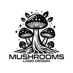 Mushrooms Vector Logo Design