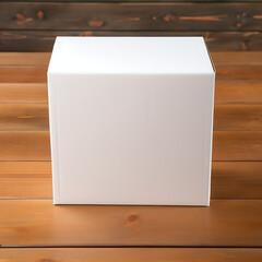 Blank white signboard hanging on a wooden wall. Mock up