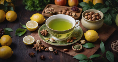 Green tea with lemons
