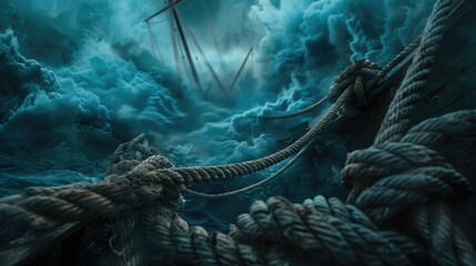 Rope on a surreal boat themed backdrop