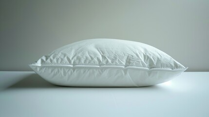 Plush pillow on a crisp white background, epitomizing the essence of a perfect sleep - obrazy, fototapety, plakaty