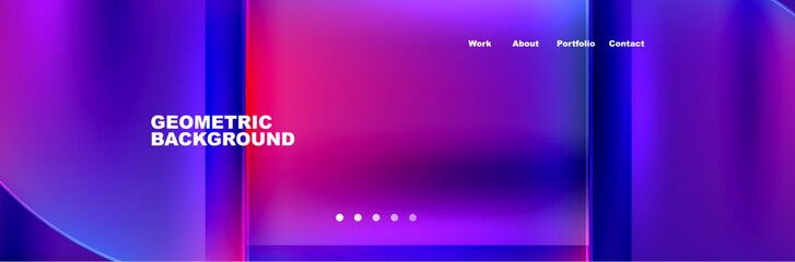 The geometric background resembles a cell phone screen in shades of violet, magenta, and electric blue. The rectangle shapes mimic a gadget display with a font resembling automotive lighting