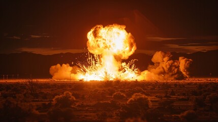 Dramatic air explosion at night, showcasing the effectiveness of a missile defense system