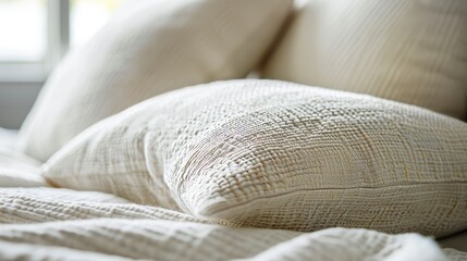 A close-up of soft, plush pillows promising a night of good dreams and happy mornings
