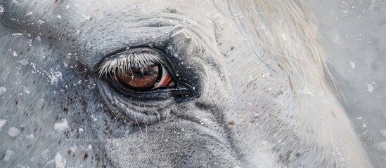 Detailed painting capturing the intricate beauty of a horse's eye, displayed against a plain white background