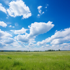 Blue sky background with tiny clouds. Cumulus white clouds in the clear blue sky