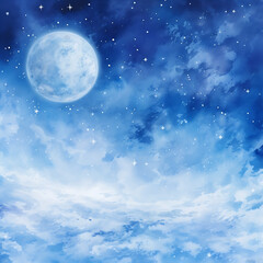 Naklejka na ściany i meble Blue night sky with stars and nebula background. Vector illustration.