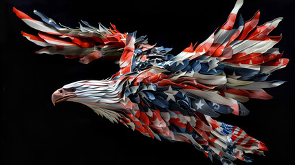 Obraz na płótnie Canvas American Independence Day, Eagle Focus: Celebrating, Generative AI
