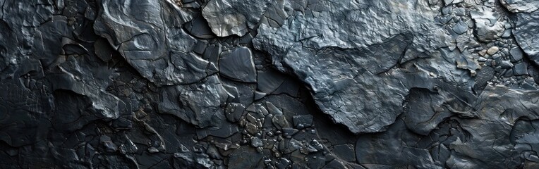 Monochrome Concrete Texture: Panoramic Banner of Black, Grey, and Anthracite Stone Background