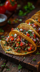 Beautiful presentation of Tacos, hyperrealistic food photography