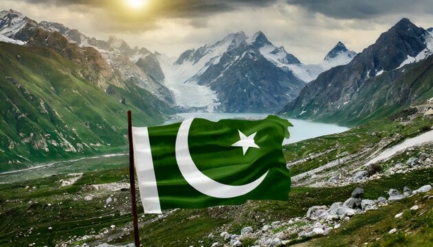 flag in the mountains Pakistani flag 
