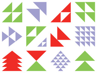 Bauhaus elements Modern geometric abstract triangle shapes in minimal style Brutalism basic forms, lines, eye, circles and patterns, art vector Colorful figures and dots simple design