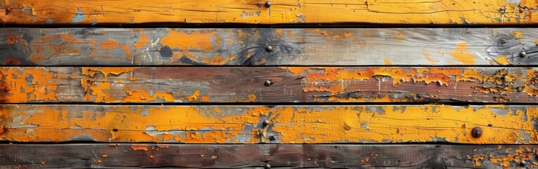 Rustic Colored Wooden Texture: Abstract Yellow Orange Painted Grain for Wall, Floor, or Table - Grunge Wood Background Banner