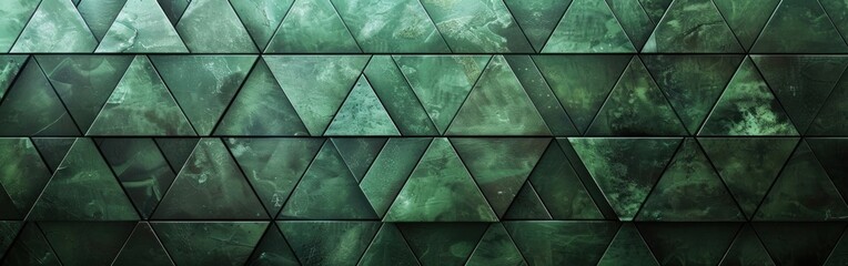 Dark Green Geometric Fluted Triangles Mosaic Texture Background