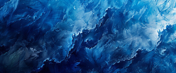 . A mesmerizing abstract watercolor paint background in gradient deep blue color fills the canvas, its liquid fluid grunge texture adding depth and dimension. 