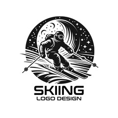 Skiing Vector Logo Design