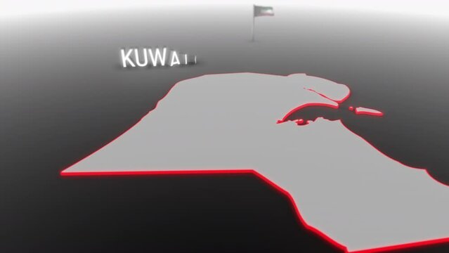 3d animated map of Kuwait gets hit and fractured by the text &ldquo;Climate Crisis&rdquo;