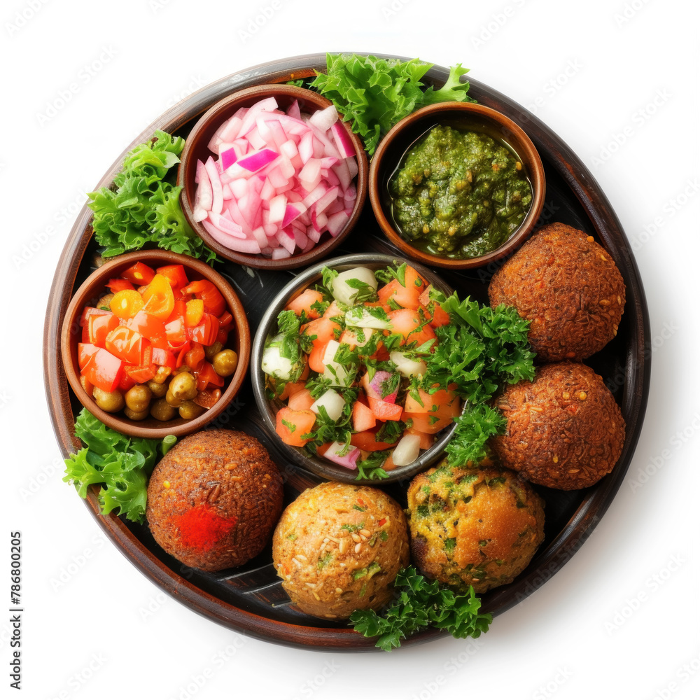 Wall mural Assorted Middle Eastern Falafel Platter with Condiments and Fresh Vegetables - Wall murals