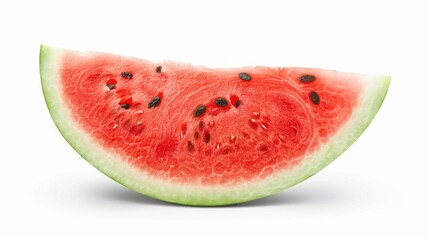 Red watermelon slice isolated on white background with clipping path in front or side view