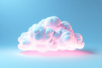 Abstract Pastel Cloud Formation on a Blue Gradient Background, Dreamy Concept Art