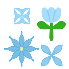 Doodle tulips flower petals inspired by jasmine illustration floral decoration set leaf that can be used for social media, sticker, wallpaper, print, decoration, card, icon etc. simple blue drawing 