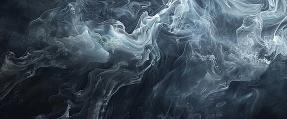 Obraz premium Immerse yourself in the mysterious allure of abstract art with this AI-generated image. A close-up view reveals wisps of ethereal smoke swirling and dancing against a dark background.