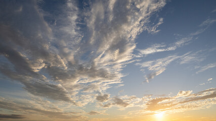 Sunset sky, sunrise with  blue sky, romantic natural landscape 