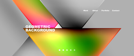 Colorfulness pops against a gray background with liquidlike triangles in various tints and shades. The geometric design resembles automotive lighting or a refreshing drink