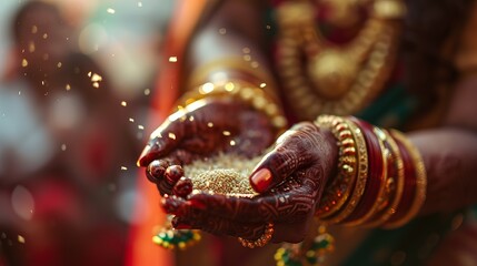 Hyperrealistic Wedding Ceremony: Bride's Adorned Hands