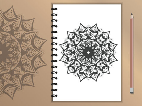 Mandala with a design of flowers as ornaments&nbsp;Hand-drawn pattern with a distinctive design inspired by nature, the vector mandala relaxing pattern&nbsp;Mandala template for books, logos, and page decoratio