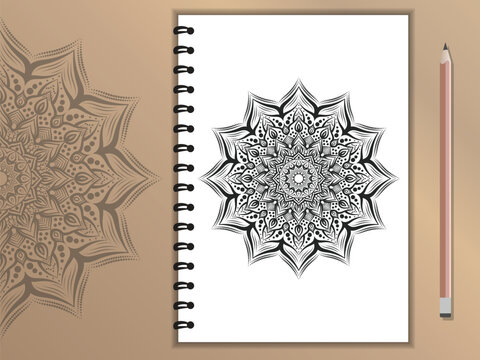 Mandala with a design of flowers as ornaments&nbsp;Hand-drawn pattern with a distinctive design inspired by nature, the vector mandala relaxing pattern&nbsp;Mandala template for books, logos, and page decoratio