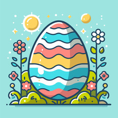 Colorful Easter egg vector on blue background, a vibrant image symbolizing Easter celebrations.