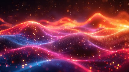 3d rendering of abstract digital particles bokeh background