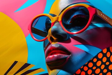 An eye-catching advertisement featuring bold graphics and vivid colors, demanding attention with its striking visual impact