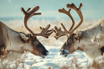 a fight between two reindeer kings photography