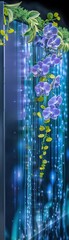 In the holographic display, a cascade of roses and orchids forms a stunning backdrop for the product, enhancing its appeal with natural beauty, seen closeup