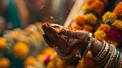 Authentic Wedding Rituals: Bride's Hands in Close-up