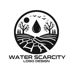 Water Scarcity Vector Logo Design